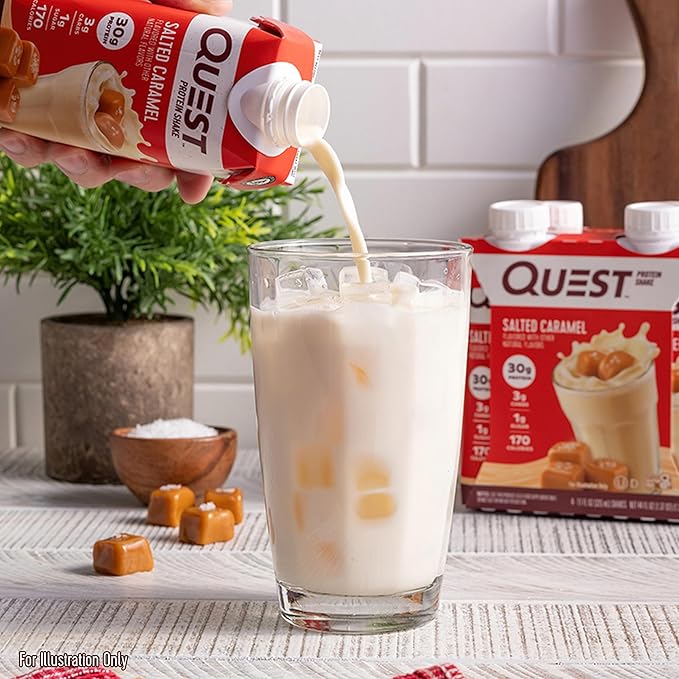 Quest Nutrition Ready to Drink Salted Caramel Protein Shake 30g Protein 3g Net Carbs Gluten Free Keto Friendly 11 fl.oz 4 Count(Pack of 3)