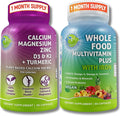 Vegan Whole Food Multivitamin with Iron + Plant-Based Calcium Magnesium Zinc D3 K2 &amp Turmeric – Vegan Daily Support for Energy Bone Health Immunity &amp Overall Wellness Trio