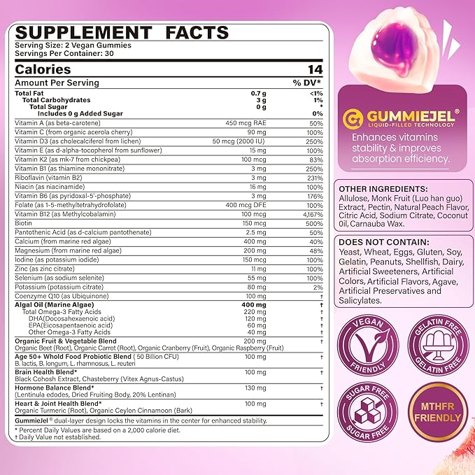 Women 50 Plus Multivitamin Gummies 60 Count + Mens Multivitamin Gummies 120 Count