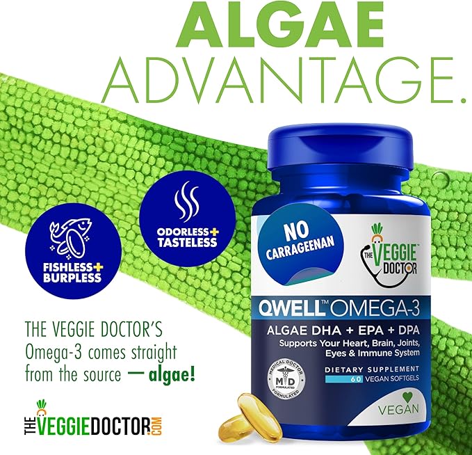 Vegan Omega 3 Supplement – Algae Omega 3 with DHA EPA DPA – Vegan Capsules from Algal – Fish Oil Alternative – Plant-Based Algae Oil Formula – Non-GMO Carrageenan-Free High Strength