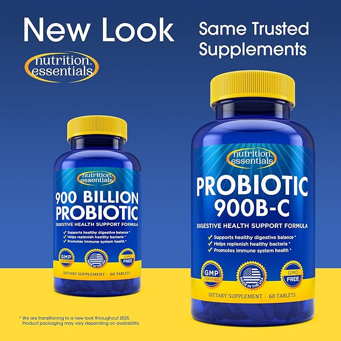 Nutrition Essentials Probiotics for Women and Men - with Lactase Enzyme and Prebiotic Fiber for Digestive Health - 80 Percent + More Potent Supplement for Gut Health Support - Vegan Formula