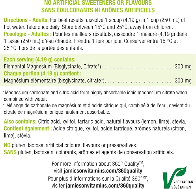 Jamieson Magnesium Drink Mix- Natural Lemon- Lime Flavour
