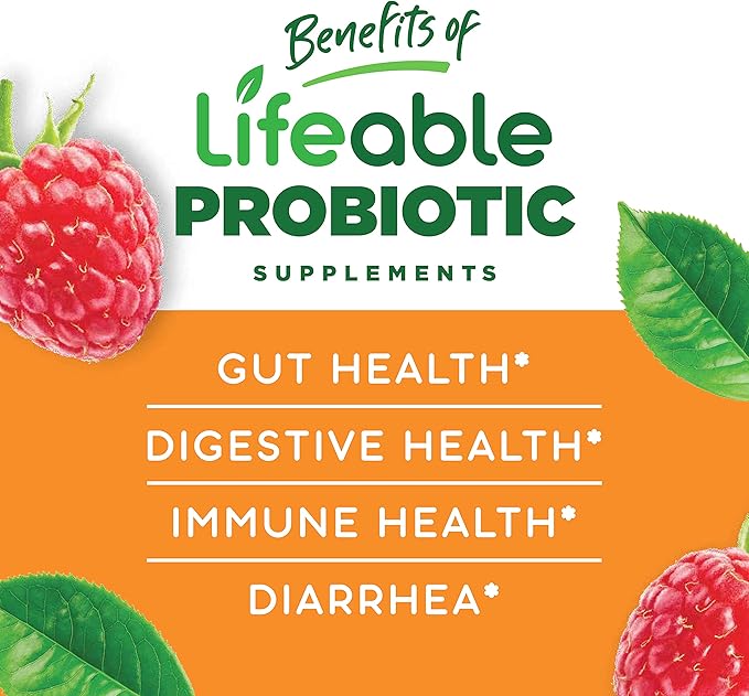 Lifeable Probiotic 2 Billion CFU + Calcium Magnesium Gummies Bundle - Great Tasting Vitamin Supplement Gluten Free GMO Free Chewable Gummy