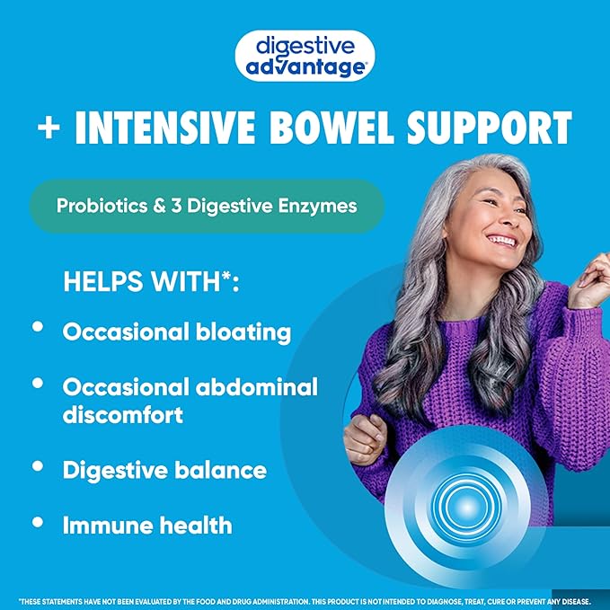 IBS Daily Probiotic Capsules for Digestive Health &amp Gut Health Digestive Advantage Probiotics For Men and Women (96 count box) - Digestible Enzymes