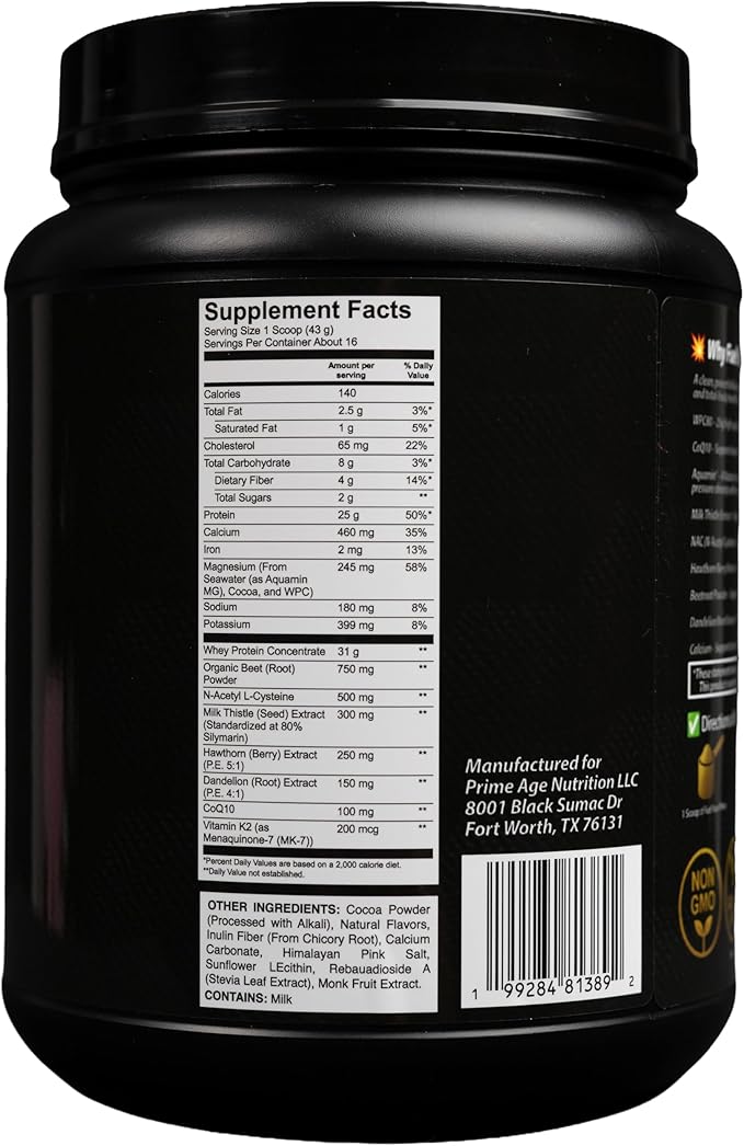 Fuel Your Prime Whey Protein Chocolate Flavor with CoQ10 and Magnesium Supports Circulation &amp Liver Function