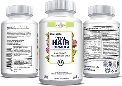 #1 Hair Formula Healthy Vitamins for Men &amp Women | Nutrients Needed for Hair Growth Maintain Healthy Skin &amp Nails Biotin &amp More 60 Capsules