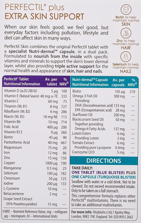 Perfectil by Vitabiotics Plus Skin Extra Support Tablets &amp Capsules x 28