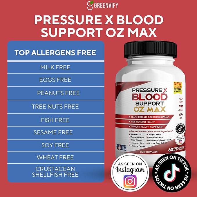 Pressure X Blood Support OZ Max Blood Support Supplement - Advanced Formula PressureX Advanced Supplement Pressure X Maximum Strength Reviews (2 Pack - 120 Capsules)