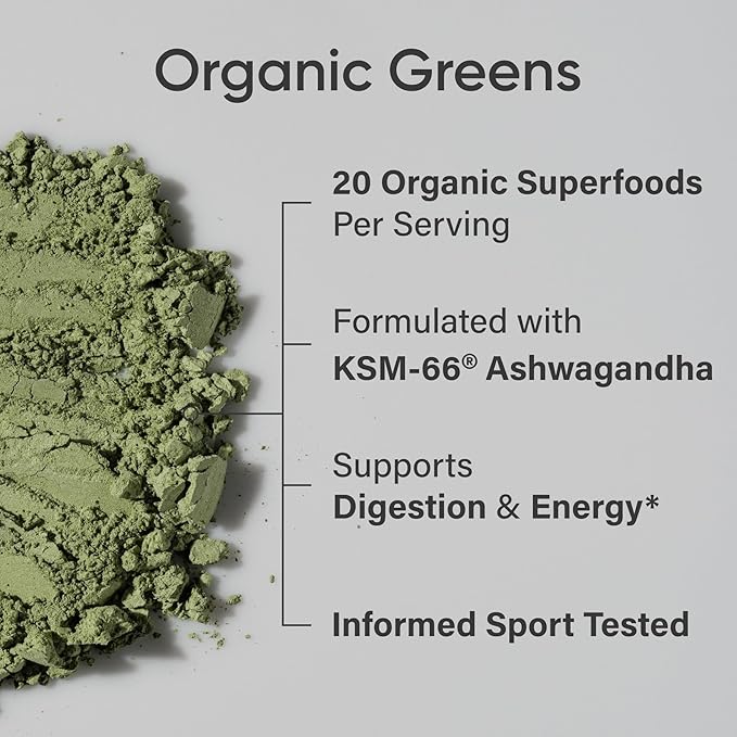 Sports Research® Organic Greens Superfood Powder w/Spirulina &amp Chlorella Adaptogens Enzymes Probiotics 8 VIT Bs D3 5000iu with Vitamin K2 100mg and Creatine Monohydrate