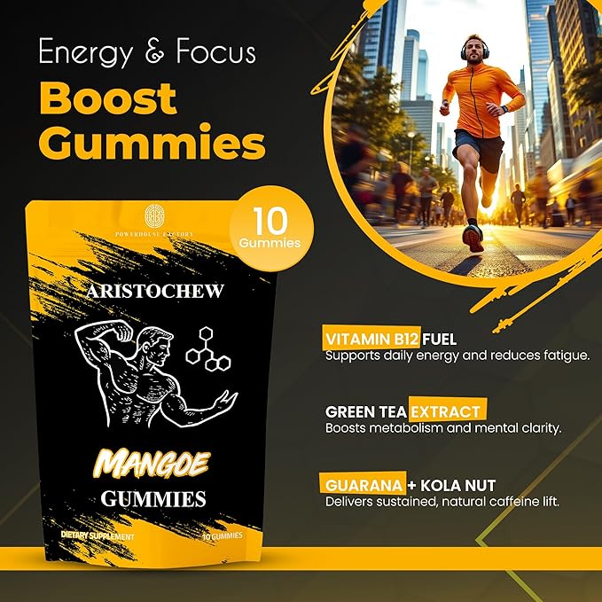 Aristochew Multivitamin for Men Gummies – Men’s Multivitamins Gummies for Energy Immunity &amp Metabolism Support – Non-GMO Gluten-FreeSupplement with 10 Essential Vitamins – Mango Flavor10 Count