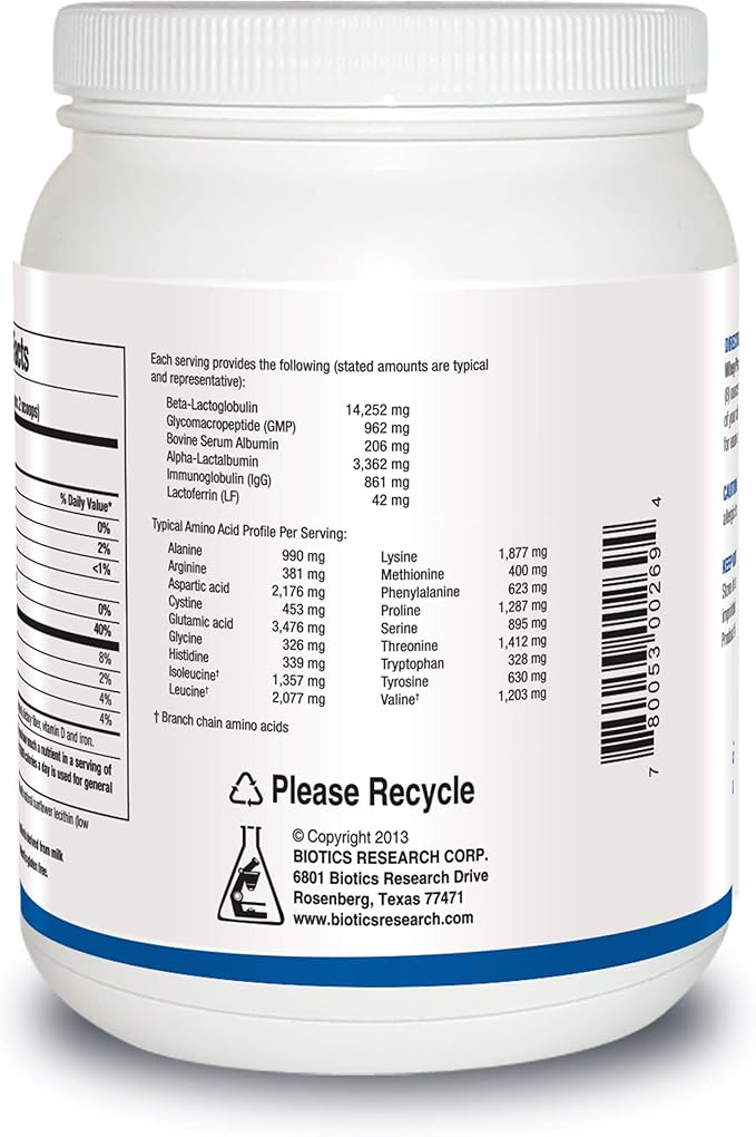 Biotics Research WHEY Protein Isolate Unflavored 20 Grams - Undenatured Non-GMO Delicious Protein Powder -Supports Muscle Growth Energy High Immune Factors (IgG Lactoferrin)Sugar-Free20 Servings