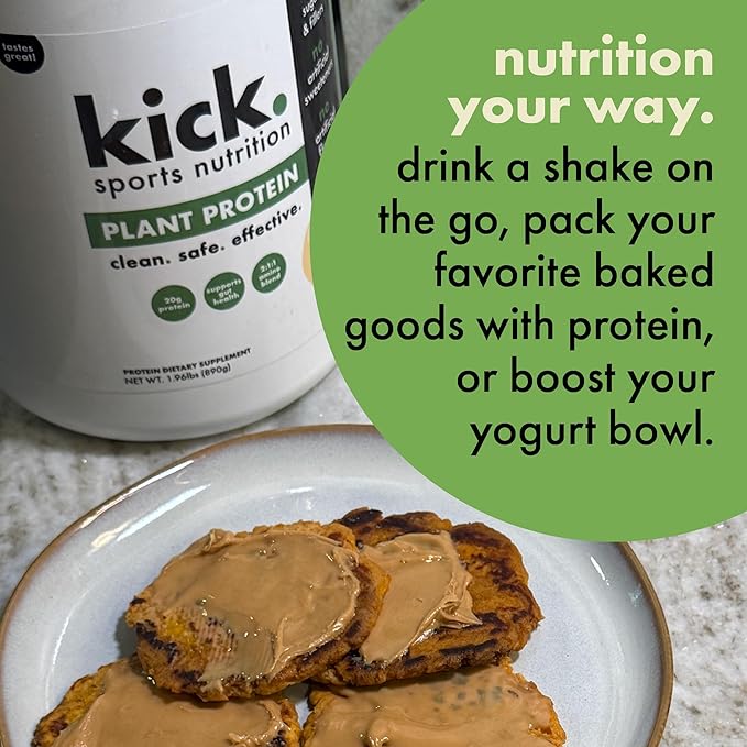 Kick Plant Protein Powder Vanilla Flavor 20 G Protein Gluten Free Workout Supplement with Aminos Acids to Support Fitness Goals &amp Gut Health No Sugar No Artificial Flavors 28 Servings