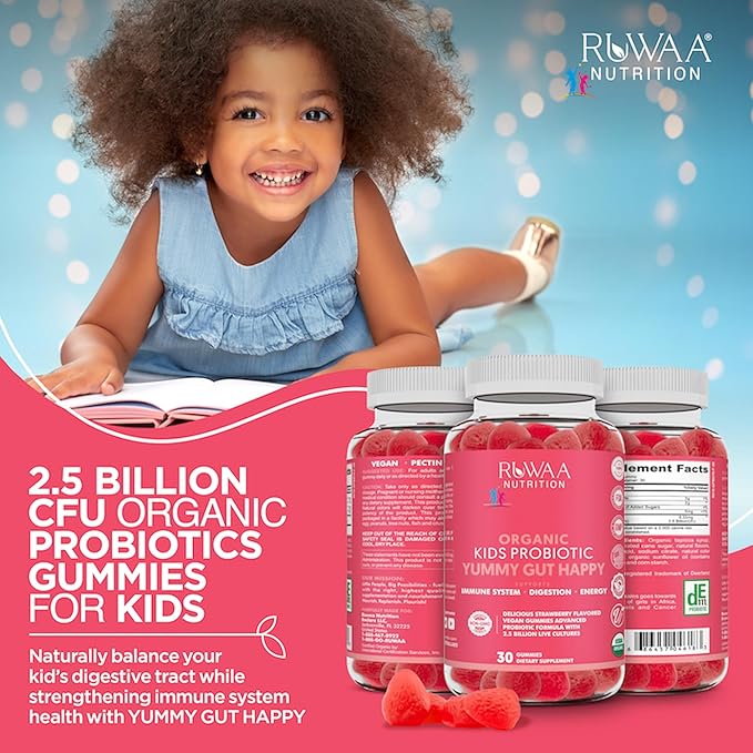 Daily Probiotics for Digestive Health. Organic Probiotic Gummies for Kids Digestion Supplement Stomach Discomfort. Chewable Children’s Probiotics Kids Probiotic Prebiotic Gummies Vegan 120ct (6)