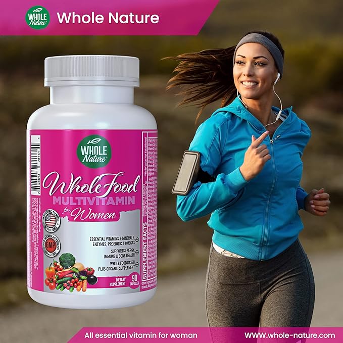 Whole Food Multivitamin for Women Womens Multi Vitamin with Folate B12 Methyl Vitamins Minerals Probiotics and Omegas Vegan Non GMO- 90 Capsules (1) (1)