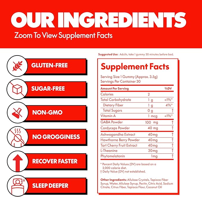 NOKT Sleep Gummies - Tart Cherry &amp Vegan Melatonin Sugar-Free Gluten-Free Nutritional Supplement 30 Gummies Tart Cherry Flavor Gummy Form Deep Restorative Sleep Support