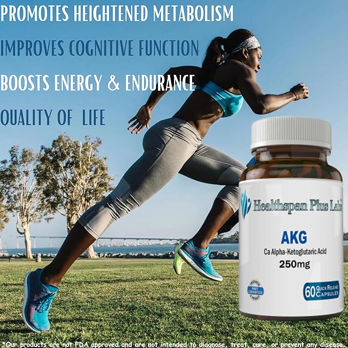 Ca AKG (Calcium Alpha-Ketoglutarate) Capsules 250mg 60 Count