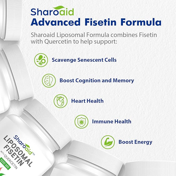 Liposomal Fisetin with Quercetin Supplements 1200 mg per ServingHigh Absorption Polyphenols Antioxidants for WomenMenNon-GMOGluten-Free1 Bottle-60 Softgels