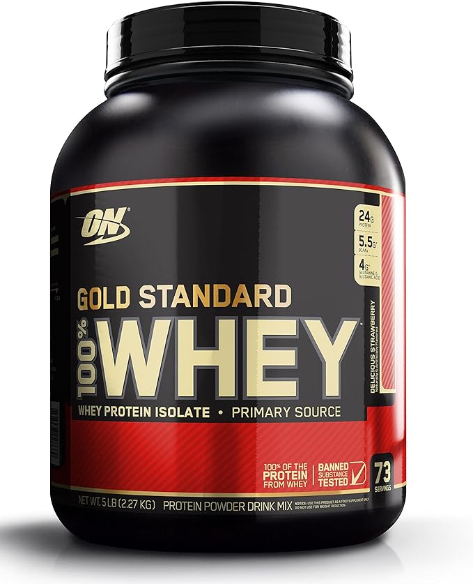 Optimum Nutrition Gold Standard 100% Whey Protein Powder Delicious Strawberry 5 Pound