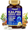 1400MG R Alpha Lipoic Acid 28-in-1 Stabilized ALA Supplements Neuropathy Supplements with L-Carnitine NAC &amp B-Complex R-ALA Supplement Antioxidant for Nerve Brain Energy丨Vegan 120 Capsules