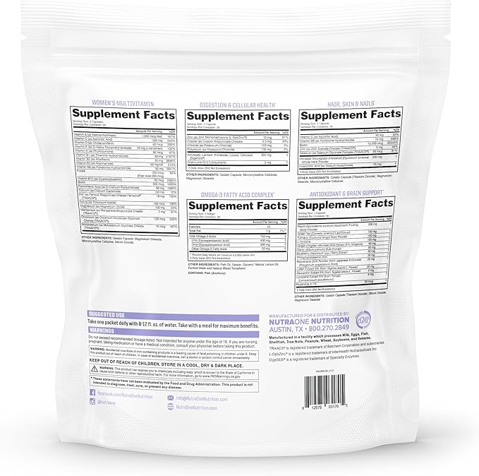 NutraOne MissOne Daily Vitamin Packs for Women Women’s Daily Vitamins and Supplements Regimen (30 Day Supply)