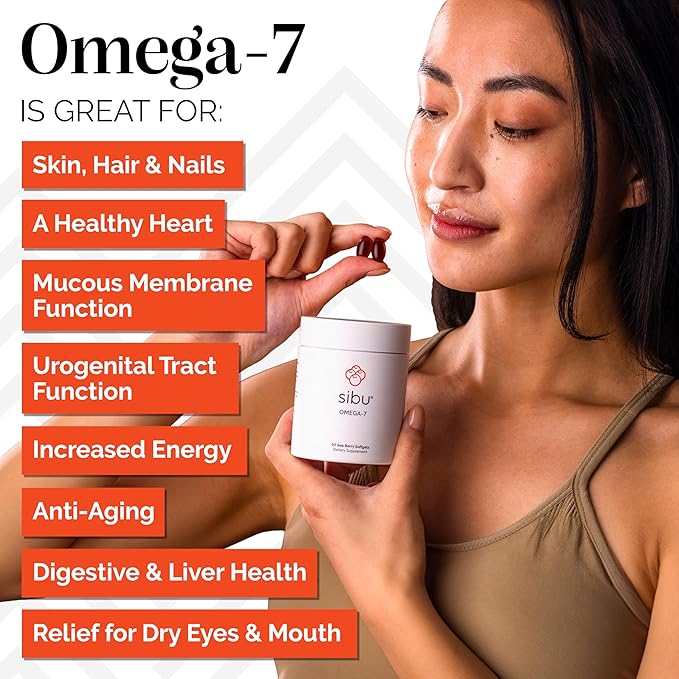 sibu Sea Buckthorn Omega-7 Softgels Starter Kit (60ct 30 Day Supply) – Supplement for Healthy Skin Hair Nails and Dryness