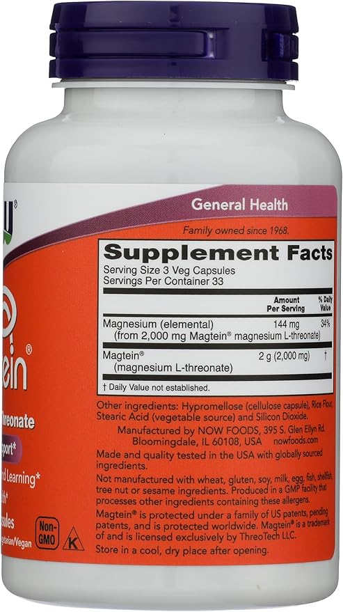 Now Foods Magtein 100 Vegetarian Capsules