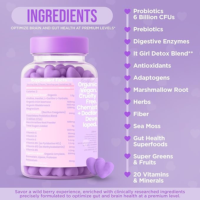 Gut Health Cleanse Detox Gummies for Women &amp Teens – Probiotics Prebiotics Digestive Enzymes &amp Superfoods Greens Blend – Vegan Daily Digestive Supplement for Bloating Relief Debloat &amp G