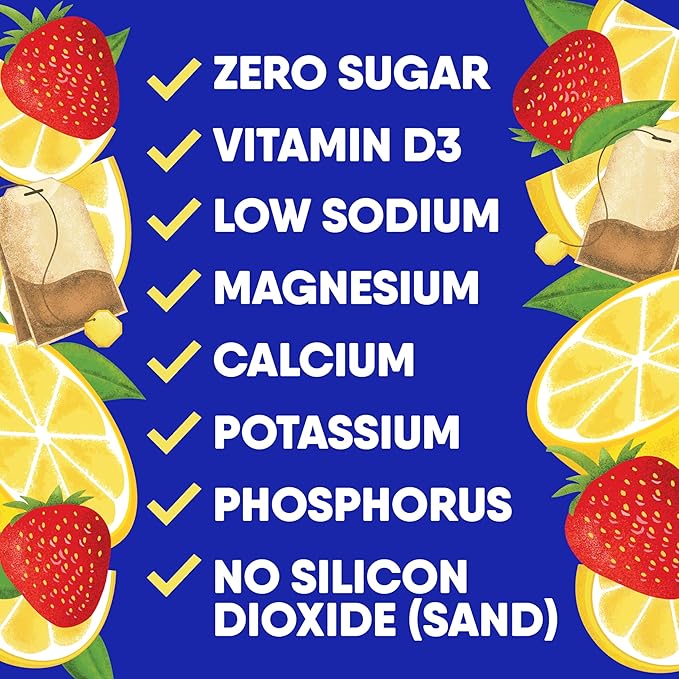 GoHydrate Low Sodium Electrolytes Powder Packets Sugar Free - Instant Hydration Daily Drink Mix - Zero Sugar Water Flavor Packet Singles with Vitamin D - (Lemonade 30 Packs)
