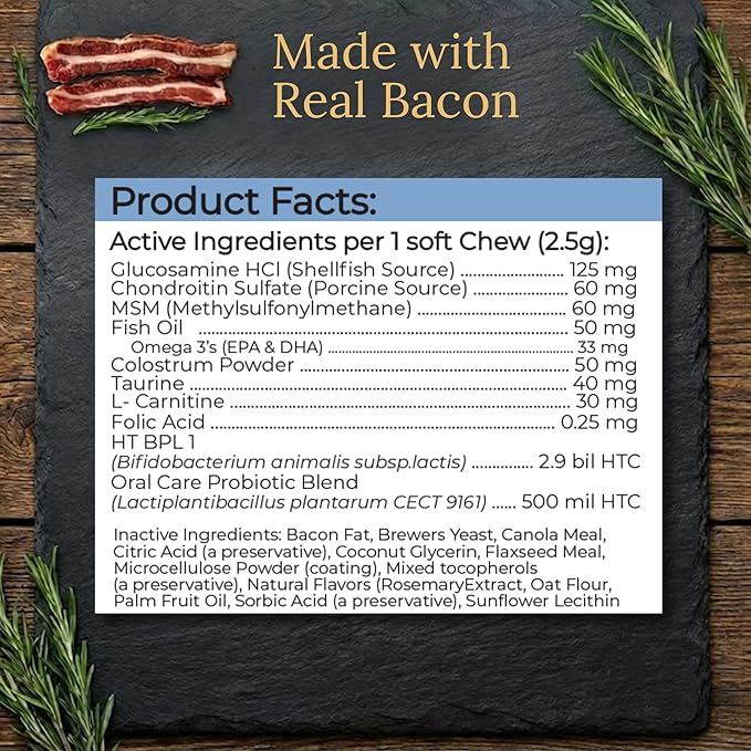 Multivitamins Balanced Nutrition for Your Shih Tzu 90 Count Made in The USA with Real Bacon
