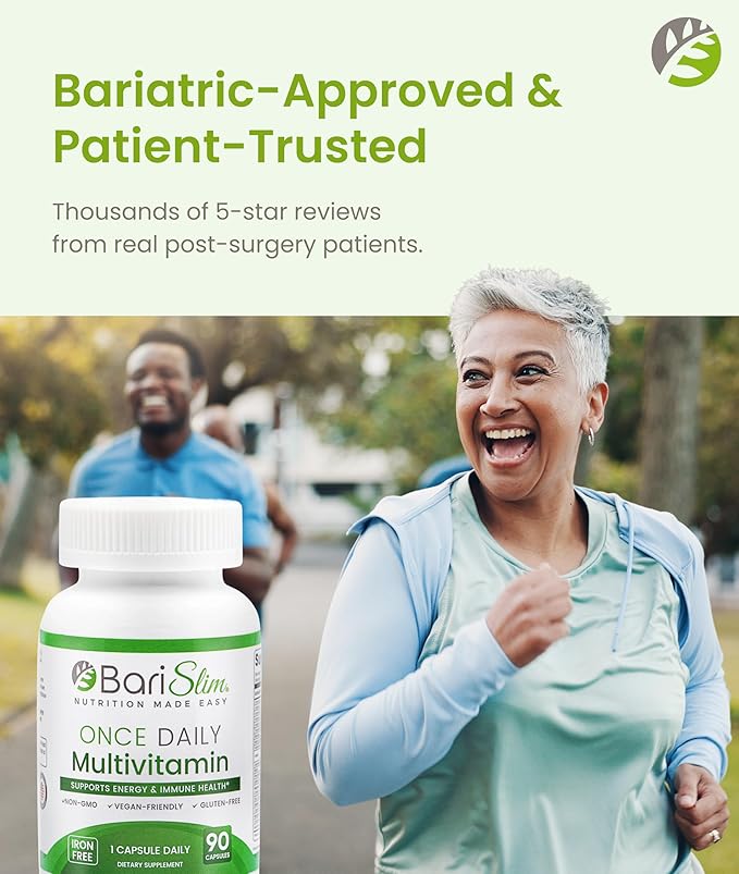 BariSlim Once Daily Bariatric Multivitamin Capsule - Iron-Free Formula - Bariatric Vitamin and Supplement for Post Surgery Including Gastric Bypass and Gastric Sleeve | 90-Day Supply