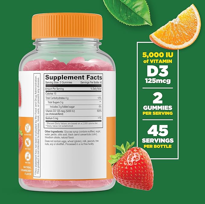 Lifeable Vitamin D 5000 IU + Vitamin B6 Gummies Bundle - Great Tasting Vitamin Supplement Gluten Free GMO Free Chewable Gummy