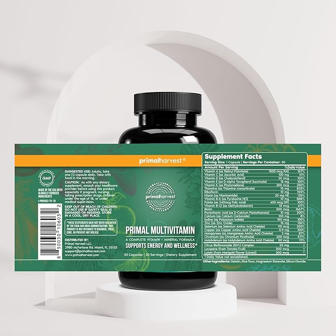 Primal Harvest Primal Mind Fuel &amp Multivitamin Supplements for Women and Men Multi Vitamin Capsules and Mind Fuel Pills Bundle