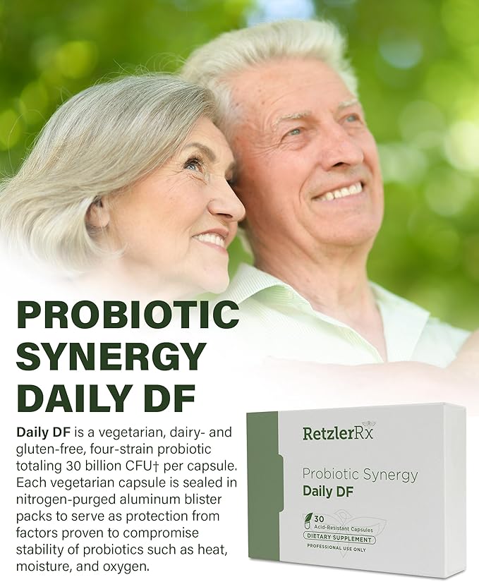 RetzlerRx Probiotic Synergy Daily Df 30 Billion CFU Bifidobacterium - Acid-Resistant DRCaps for Men's Digestive Health - 4 Researched Strains Including HN019 - Supports Flora Balance - 30 Count