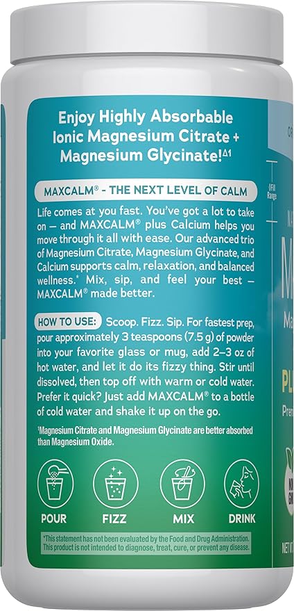 Natural Vitality Calm Magnesium Citrate &amp Calcium Supplement Drink Mix Powder Supports a Healthy Response to Stress Gluten Free Vegan &amp Non-GMO Original 16 oz