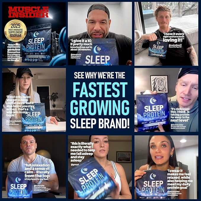 SleepProtein™ Nighttime Casein Recovery Shake – 20g Slow-Release Protein for Overnight Muscle Repair &amp Deep Sleep Support – Melatonin-Free GLP-1 Friendly with Magnesium GABA Theanine &amp Try