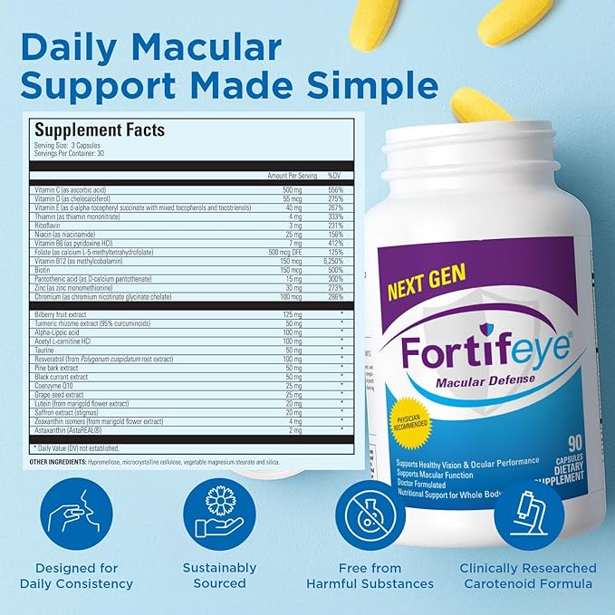 Fortifeye Vitamins Macular Defense Multivitamin-90 Day Supply 270 Tablets (Regular) All Natural Total Body &amp Eye Vitamins for Vision Pure Macular Support Formula Complex Eye Vitality Supplemen