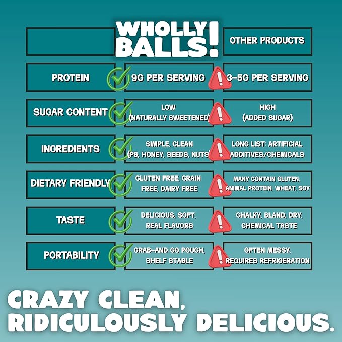 Wholly Balls Protein Bites – Healthy Plant-Based Snack | High Protein Low Sugar Gluten-Free Energy Balls (Pack of 3 Classic Combo Bundle)