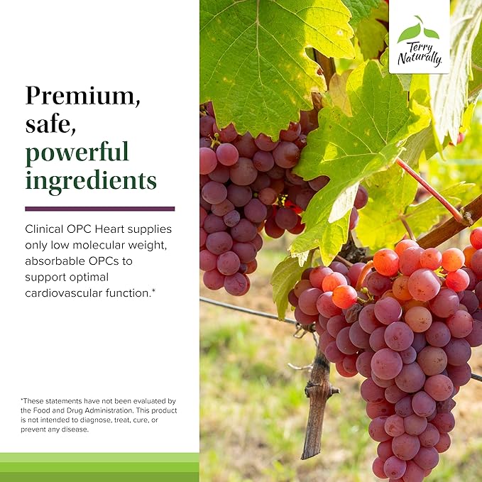 Terry Naturally Clinical OPC Heart - Heart Health Supplement with Magnesium Vitamin B6 Grape Seed Extract - Dietary Supplement for Artery Health &amp Circulation - 60 Capsules (Pack of 2)