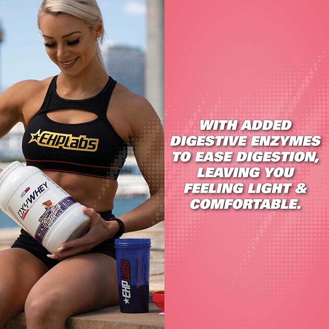 EHP Labs OxyWhey Whey Protein Isolate – 25g High Protein Low Carb Sugar Free Meal Replacement – Lean Whey Powder for Muscle Recovery – Non-GMO Gluten Free – 25 Serves – Strawb. Milkshake