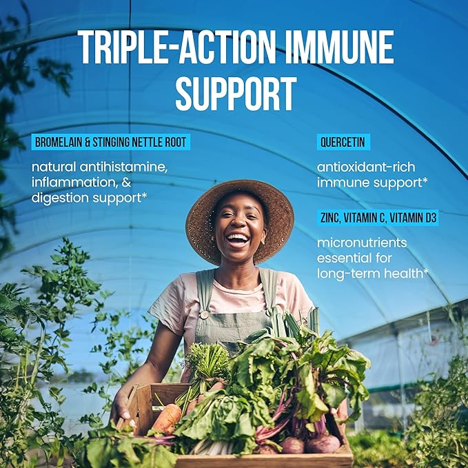Quercetin with Bromelain 500mg Capsules Supports Immune Response Joint Comfort &amp Overall Wellness - Vitamin C Zinc 50mg &amp Vitamin D3 5000 IU - Immunity Health Pills