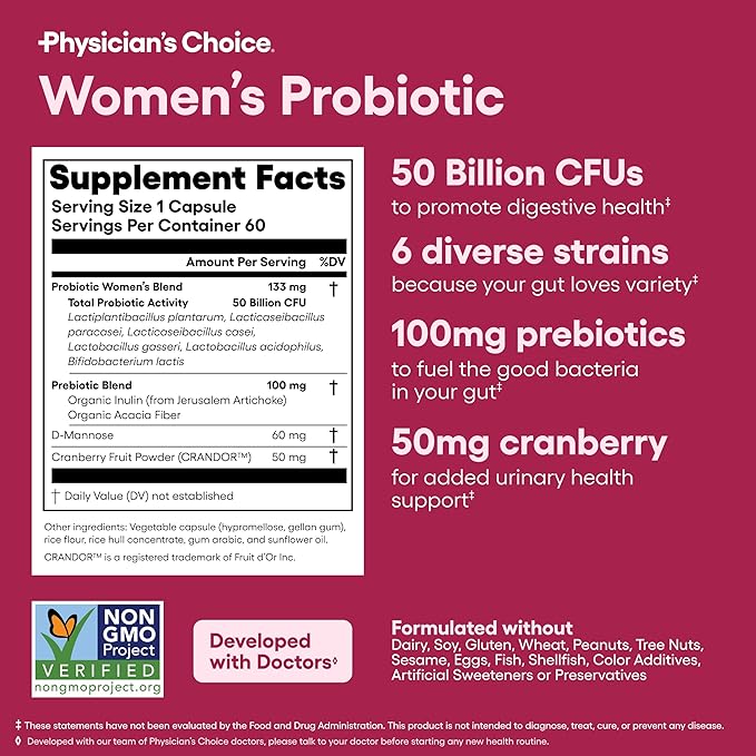Physician's CHOICE - Women &amp Kids Digestive Care Bundle: Kids Probiotic + Women Probiotic 60ct