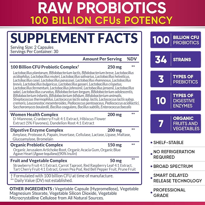 Wholesome Wellness Probiotics for Women 100 Billion CFUs with Prebiotics Digestive Enzymes + Liposomal Vitamin C Capsules High Absorption Ascorbic Acid Supplement Bundle