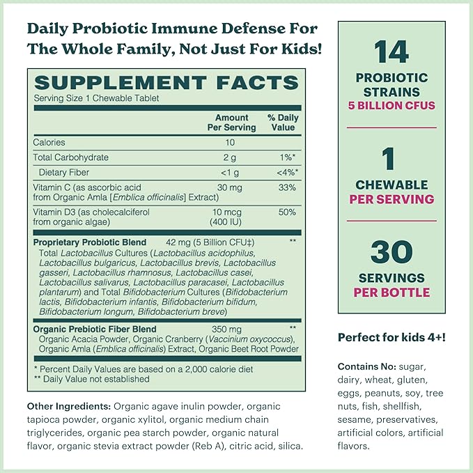 Powerful Immune Protection Bundle | 14 Probiotic Strains Prebiotics Vitamin D Vitamin C | for Kids Ages 4+