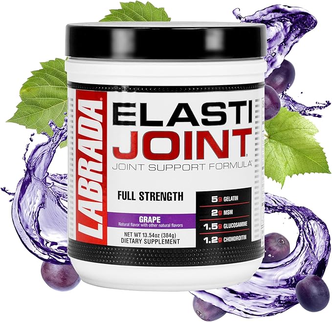 Labrada Nutrition Elastijoint Grape - Glucosamine Joint Support Supplement Powder for Men &amp Women Joint Relief &amp Bone Health Supplement with MSM Glucosamine Chondroitin MSM - Gluten-Free