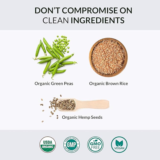 Alaya Naturals Organic Plant Based Protein Powder - Vegan Protein Powder with Pea Protein Hemp Protein &amp Spirulina - Non-GMO USDA Organic Vanilla
