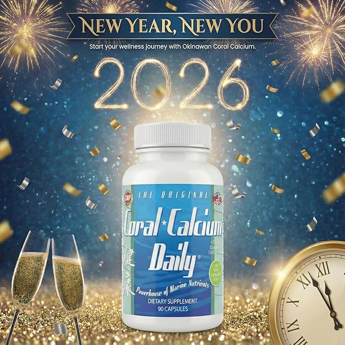 Daily Health - Pure Okinawa Coral Calcium - Marine-Grade Supplement with 72 Trace Minerals - 1475mg 1080 Vegetable Capsules (12 Month Supply)