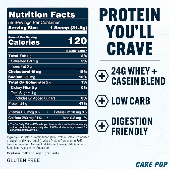 PEScience Select Protein Powder Whey and Casein Blend Lean Protein Powder for Women and Men Low Calorie Low Carb Keto Friendly Gluten Free Cake Pop - 55 Servings