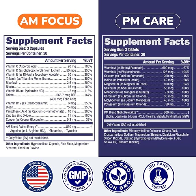 BONE SCIENCE Dr’s Grow UP AM &amp PM Bone and Growth for Kids and Teens Day and Night System Daily Formula with Highly Absorbable Essential Minerals Vitamin D3 and K2 (MK-7)