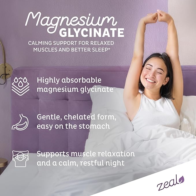 Zeal Naturals Triple Magnesium Complex Supplement - Glycinate Malate Citrate | 400mg 180 Capsules | High Absorption Chelated Magnesium for Sleep Mood Muscle Recovery Relaxation