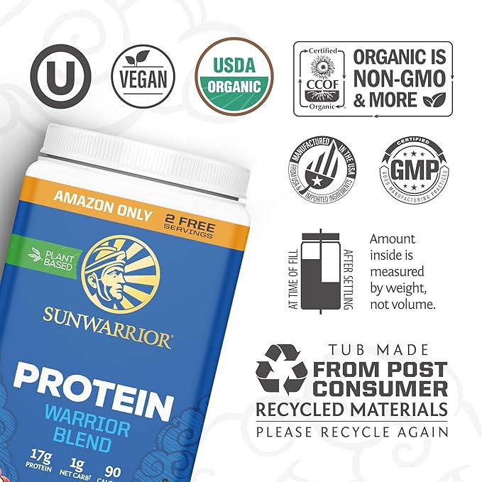 Sunwarrior WarriorBlend Vanilla Protein Powder 32 Servings &amp Creatine for Women Berry Lemonade 50 Servings